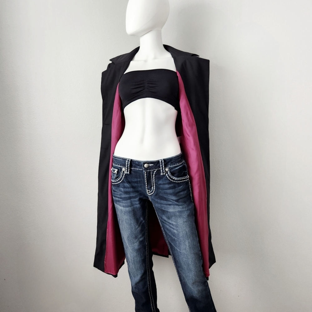 Nicowa Sleek & Lightweight Black Jacket Silky Pink Lining Sexy & Fitted Size 4 - Picture 3 of 16